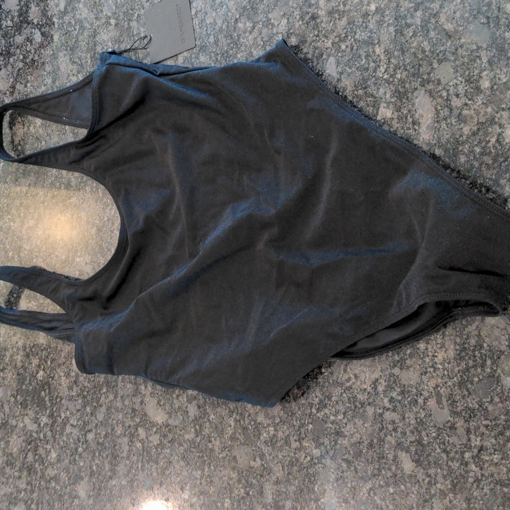 NWT black high cut one piece bathing suit